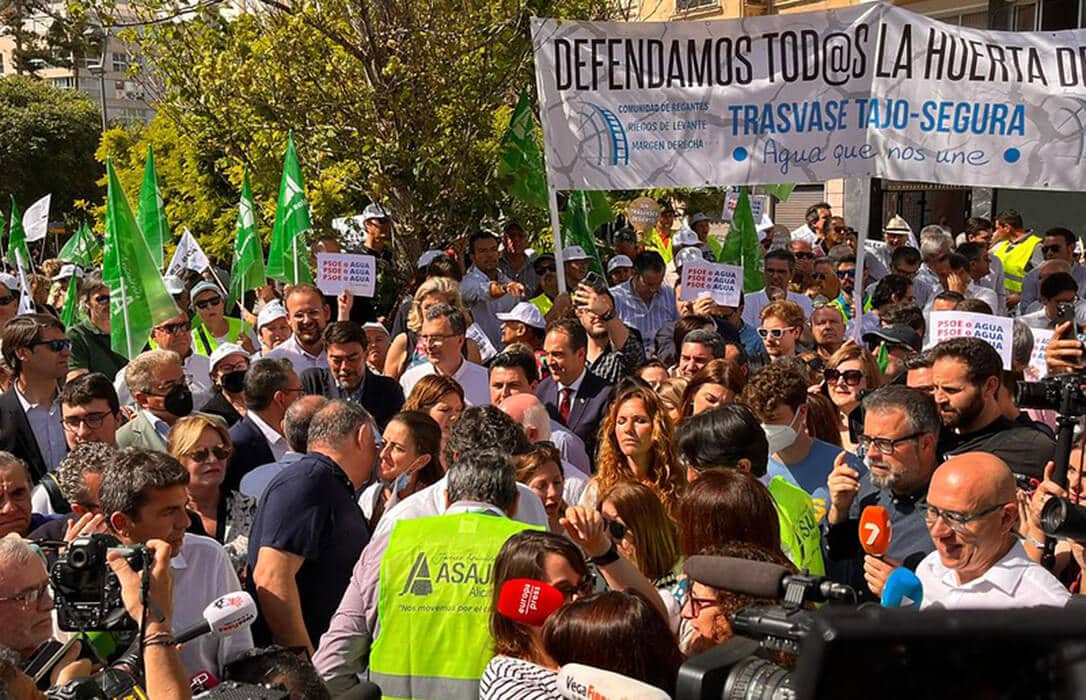 Trasvase Tajo-Segura: el Sindicato de Regantes protestará en Murcia, Valencia y Madrid contra la reducción de caudales